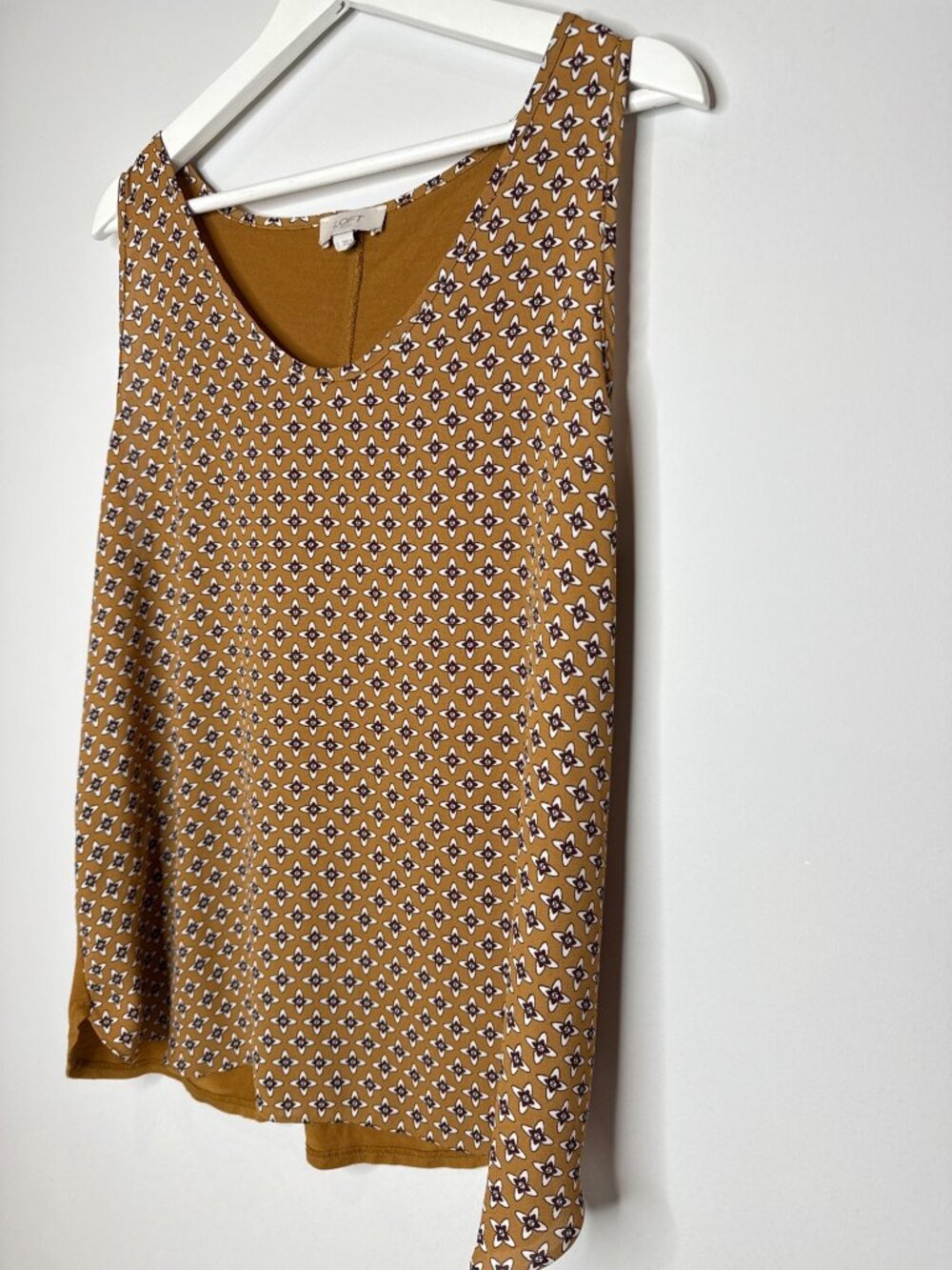 LOFT Outlet Women's S Yellow Geometric Sleeveless Tank Top Scoop Neck - Picture 5 of 11